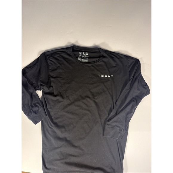 Tesla Motors Employee Black Logo Long Sleeve T-Shirt Men's Large